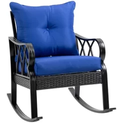 Outsunny Outdoor Wicker Rocking Chair With Padded Cushions, Aluminum Furniture Rattan Porch Rocker Chair W/ Armrest For Garden, Patio, And Backyard -Outdoor Comfort Deals Store GUEST 01097386 ac45 4331 ad9b 6ff1abf4e782