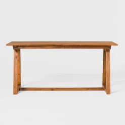 Saracina Home 66" Modern Slatted Rectangle Outdoor Dining Table With Trapezoid Legs -Outdoor Comfort Deals Store GUEST 01755950 2a94 483d adc0 ed4ac6246b2c