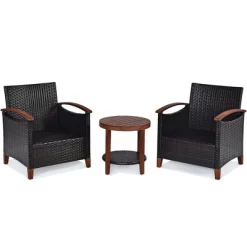 Costway 3PCS Patio Rattan Furniture Set Wooden Frame Cushion Table Shelf RedBeigeBlue 18 Costway 3PCS Patio Rattan Furniture Set Wooden Frame Cushion Table Shelf RedBeigeBlue -Outdoor Comfort Deals Store GUEST 01eed344 0eb1 433d 8cfe 6e0d7321ac78