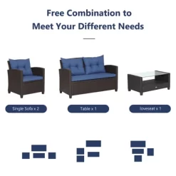 Costway 4 PCS Patio Rattan Furniture Set Glass Table Shelf Sofa Cushion -Outdoor Comfort Deals Store GUEST 01fe1ac8 553a 4427 95ec 85d2648a1dee