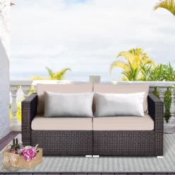 Costway 4PCS Patio Rattan Corner Sofa Sectional Furniture SetBlueBeigeNavy Cushion -Outdoor Comfort Deals Store GUEST 0257adb7 e83c 452d 85d8 ee8f4d366159