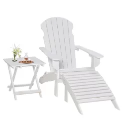 Outsunny 3-Piece Folding Adirondack Chair Set With Ottoman And Side Table, Outdoor Wooden Accent Furniture Fire Pit Lounge Chairs For Patio -Outdoor Comfort Deals Store GUEST 0270cb9d c560 485d b77d 461d568d81be