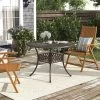 Kinger Home 41-inch Patio Dining Table, Round Outdoor Dining Table, Cast Aluminum Patio Furniture Table, Bronze