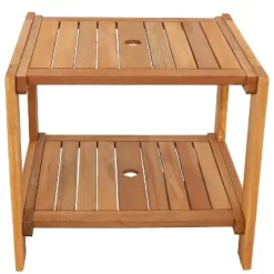 Sunnydaze Decor Sunnydaze Outdoor Meranti Wood With Teak Oil Finish Wooden Patio Accent Side Table With Lower Shelf - 20" - Brown -Outdoor Comfort Deals Store GUEST 05d894ac 12bb 4371 9f99 5f7953bc98ca