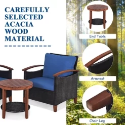 Costway 3PCS Patio Rattan Furniture Set Wooden Frame Cushion Table Shelf RedBeigeBlue 14 Costway 3PCS Patio Rattan Furniture Set Wooden Frame Cushion Table Shelf RedBeigeBlue -Outdoor Comfort Deals Store GUEST 062f0e25 4c58 43ea a10e 0d36785a5f28