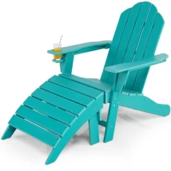 Costway HDPE Patio Adirondack Chair & Folding Footrest Set All-Weather Outdoor WhiteBlackGreyTurquoise -Outdoor Comfort Deals Store GUEST 063920b2 2c9e 4777 b44f 018f6a8845f4