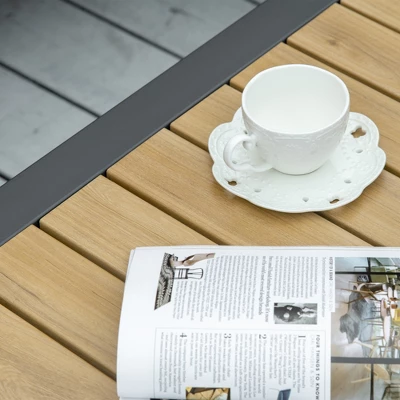 Outsunny 4 Piece Patio Furniture Set, Outdoor L-Shaped Sectional Sofa With 2 Loveseats, 1 Couch Corner, Dining Table, Cushions, Gray 4 Outsunny 4 Piece Patio Furniture Set, Outdoor L-Shaped Sectional Sofa With 2 Loveseats, 1 Couch Corner, Dining Table, Cushions, Gray - Image 4