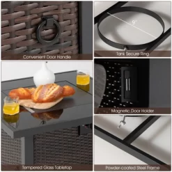 Tangkula Patio Rattan 7PCS Cushioned Chair Set Furniture Set Thick Cushion W/ 50,000 BTU Propane Fire Pit Table For Garden Black/Navy/Red/Turquoise/Off White -Outdoor Comfort Deals Store GUEST 06cbade8 d691 4c12 838d ddc73c2281f8