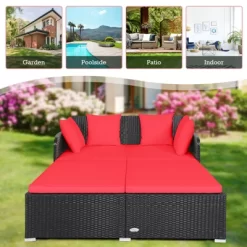 Tangkula Patio Rattan Daybed With 4 Pillows Cushioned Sofa For Outdoor -Outdoor Comfort Deals Store GUEST 06d5cbf9 683c 4092 acb2 69f796b2a4aa
