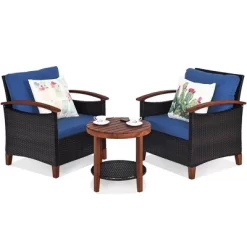 Costway 3PCS Patio Rattan Furniture Set Wooden Frame Cushion Table Shelf RedBeigeBlue 17 Costway 3PCS Patio Rattan Furniture Set Wooden Frame Cushion Table Shelf RedBeigeBlue -Outdoor Comfort Deals Store GUEST 06f9289f b06f 4f05 acff 70b3fcbf9add