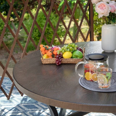 5pc Patio Set With Steel Table With 2" Umbrella Hole & Padded Sling C-Spring Arm Chairs - Captiva Designs 2 5pc Patio Set With Steel Table With 2" Umbrella Hole & Padded Sling C-Spring Arm Chairs - Captiva Designs - Image 2