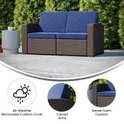 Emma And Oliver Faux Rattan Loveseat With All-Weather Cushions -Outdoor Comfort Deals Store GUEST 07e1e656 5ab2 436f 8f6d 84ebd6603cad 1