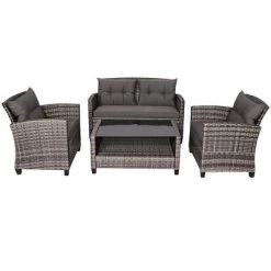 Costway 4PCS/8PCS Patio Rattan Furniture Set Coffee Table Cushioned Sofa Garden Lawn Gray -Outdoor Comfort Deals Store GUEST 07ec3419 2fc7 46ae 9b4e a88b4ff783a3