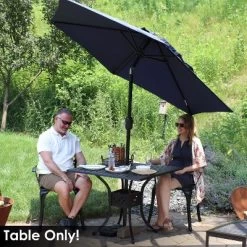 Sunnydaze Decor Sunnydaze Square Cast Aluminum Outdoor Patio Dining Table With Umbrella Hole, Black -Outdoor Comfort Deals Store GUEST 083264e7 a571 4c46 95fa ba6480658e24