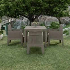 Lucca 5pc Dining Set With Cushions - Gray/Beige - DUKAP -Outdoor Comfort Deals Store GUEST 083875f2 01a1 44eb b9d5 6cbb398734ff