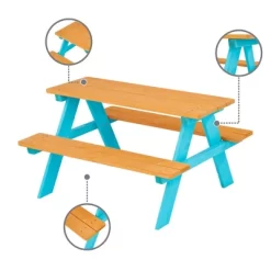 Kids' Outdoor Wood Rectangle Picnic Table - Turquoise - Teamson Kids -Outdoor Comfort Deals Store GUEST 0850b1f4 9ca8 4248 a858 618327ba1d3a