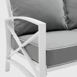 Kaplan Outdoor Metal Sofa White With Gray Cushions - Crosley -Outdoor Comfort Deals Store GUEST 08547770 d3f2 4d34 8c3d acf4adab34f7