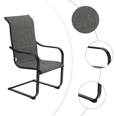 5pc Patio Set With Steel Table With 2" Umbrella Hole & Padded Sling C-Spring Arm Chairs - Captiva Designs 5 5pc Patio Set With Steel Table With 2" Umbrella Hole & Padded Sling C-Spring Arm Chairs - Captiva Designs - Image 5