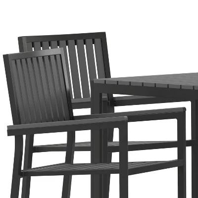 Emma And Oliver 5 Piece Modern Weather And Rust Resistant Black Steel And Polyresin Patio Set With Table And 4 Chairs For Indoor/Outdoor Use 7 Emma And Oliver 5 Piece Modern Weather And Rust Resistant Black Steel And Polyresin Patio Set With Table And 4 Chairs For Indoor/Outdoor Use - Image 7