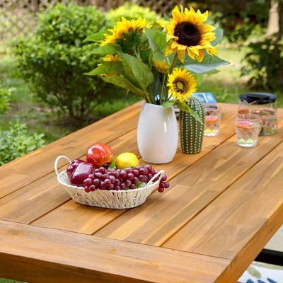 3pc Acacia Patio Dining Set With 2 Benches - Teak - Captiva Designs 6 3pc Acacia Patio Dining Set With 2 Benches - Teak - Captiva Designs - Image 6