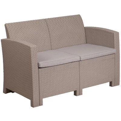 Merrick Lane Outdoor Furniture Resin Loveseat Faux Rattan Wicker Pattern 2-Seat Loveseat With All-Weather Cushions 7 Merrick Lane Outdoor Furniture Resin Loveseat Faux Rattan Wicker Pattern 2-Seat Loveseat With All-Weather Cushions - Image 7
