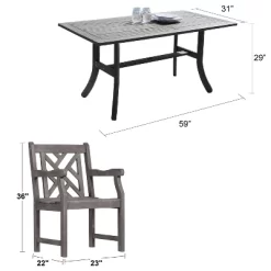Azen 5pc Outdoor Reynard Durable Farmhouse Acacia Hardwood Dining Set Gray Wash -Outdoor Comfort Deals Store GUEST 0a80c6da e238 40f2 bd8e b079e0299aa5