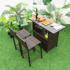 Costway Patio 3PCS Wicker Bar Set Height Table Two Stools With 3 Rows Stemware Racks Garden 11 Costway Patio 3PCS Wicker Bar Set Height Table Two Stools With 3 Rows Stemware Racks Garden -Outdoor Comfort Deals Store GUEST 0b57628d 5dd8 4904 9802 22835f50f84c