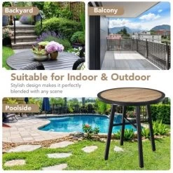 Costway 29'' Patio Round Bistro Metal Table Wood-Like Top Garden Deck Backyard -Outdoor Comfort Deals Store GUEST 0b835508 6d78 4b18 9059 a766ed3628a7