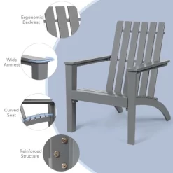 Costway 3PCS Patio Adirondack Chair Side Table Set Solid Wood Garden Deck Grey -Outdoor Comfort Deals Store GUEST 0c7118b1 ad7f 477b 8c6e 97f0bec2b426