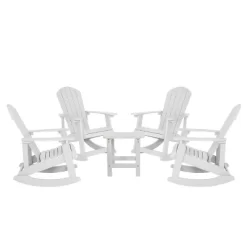Flash Furniture Set Of 4 Savannah All-Weather Poly Resin Wood Adirondack Rocking Chairs With Side Table -Outdoor Comfort Deals Store GUEST 0c7d2453 ce83 4d49 9112 c03f37eee043