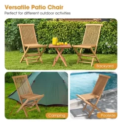 Costway 2 PCS Patio Folding Chair Teak High Back Dining Slatted Seat Portable Outdoor -Outdoor Comfort Deals Store GUEST 0cbc7e53 57bc 49f0 a08e e62db7dc65f6