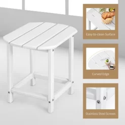 Costway 18'' Patio Adirondack Side Table Weather Resistant Garden Yard White -Outdoor Comfort Deals Store GUEST 0cc5170a a26c 4dd4 be42 3685ab7ab0a9