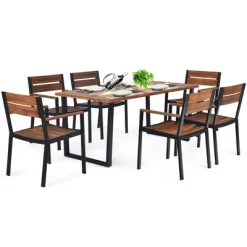 Costway 7PCS Patented Patio Dining Chair Table Set Acacia Wood Backyard W/Umbrella Hole -Outdoor Comfort Deals Store GUEST 0d0e2bb1 c0c8 4ff0 8064 a5884a2c68c4