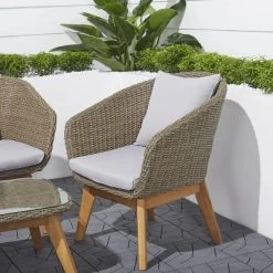 Grayton 4pc Rustic All-Weather Patio Wood And Wicker Conversation Set - Light Gray - Vifah -Outdoor Comfort Deals Store GUEST 0d4788e5 e1ea 49be a050 e92aab184a0c