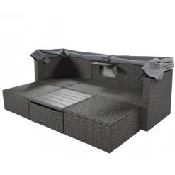 Outdoor Patio Rectangle Rattan Daybed With Retractable Canopy, Cushions And Lifting Table-ModernLuxe -Outdoor Comfort Deals Store GUEST 0db55e96 7cbb 43aa a90e cb458270d723