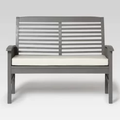 Ravenscroft Modern Boho Acacia Wood Slatted Outdoor Loveseat With Cushion - Saracina Home -Outdoor Comfort Deals Store GUEST 0dbd203a 5897 40bc 8b63 d1f8169219b7