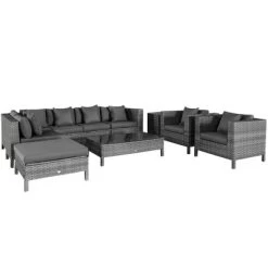 Outsunny 9-Piece Rattan Wicker Outdoor Patio Sectional Furniture Conversation Set With Modern Design, Thick Soft Cushions, Footstool & Tea Table -Outdoor Comfort Deals Store GUEST 0e6b608c 2119 4ec2 ab3f f64d341396d2