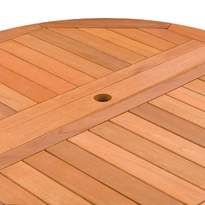 5pc Outdoor Folding Dining Set - Natural - CorLiving 6 5pc Outdoor Folding Dining Set - Natural - CorLiving - Image 6