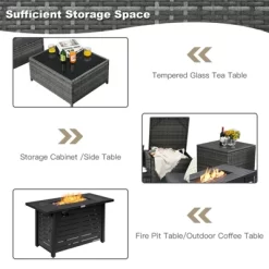 Tangkula 9 PCS Rattan Dinning Set Wicker Sofa W/Propane Gas Fire Pit 60,000 Btu Heater -Outdoor Comfort Deals Store GUEST 0f5fa023 754e 4462 b809 4494d69f3e31