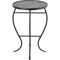 Teal Island Designs Modern Black Round Outdoor Accent Side Table 14" Wide Free-Form Mosaic Tabletop For Front Porch Patio Home House Balcony -Outdoor Comfort Deals Store GUEST 0fa41e6c 3006 4366 a5a7 4194a0430a25