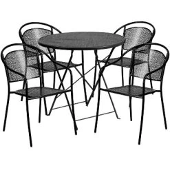 Flash Furniture Oia Commercial Grade 30" Round Indoor-Outdoor Steel Folding Patio Table Set With 4 Round Back Chairs -Outdoor Comfort Deals Store GUEST 108153f2 e170 4bcd 91b3 d525ea85edf5