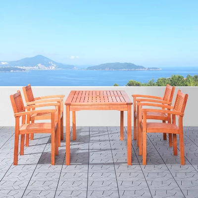 Azen 5pc Outdoor Dylan Coastal Eucalyptus Hardwood Dining Set Red Brown 1 Azen 5pc Outdoor Dylan Coastal Eucalyptus Hardwood Dining Set Red Brown