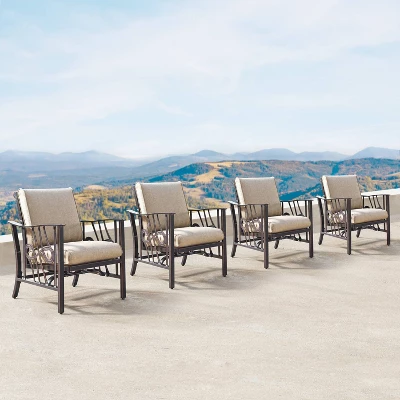 5pc Set With 42" Square Outdoor Aluminum Fire Table & Four Chairs - Oakland Living 11 5pc Set With 42" Square Outdoor Aluminum Fire Table & Four Chairs - Oakland Living - Image 11