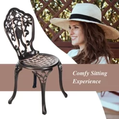 Costway 3PCS Patio Bistro Set Round Table Chairs All Weather Cast Aluminum Yard -Outdoor Comfort Deals Store GUEST 11265d10 0ffd 4699 9160 9d1fdccc3999