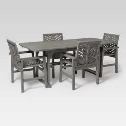 5pc Slatted Extendable Acacia Wood Patio Dining Set - Saracina Home -Outdoor Comfort Deals Store GUEST 1180b99e 29f9 4ec7 9106 c492deb0dc52