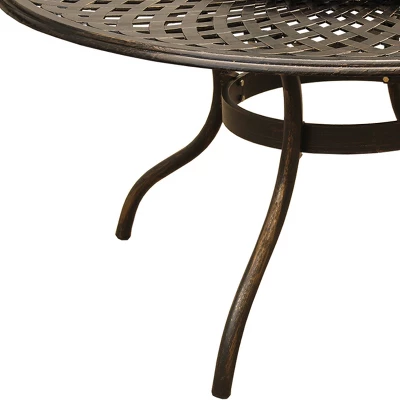 59" Contemporary Modern Mesh Lattice Aluminum Round Dining Table With Lazy Susan - Bronze - Oakland Living 4 59" Contemporary Modern Mesh Lattice Aluminum Round Dining Table With Lazy Susan - Bronze - Oakland Living - Image 4