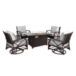 Kinger Home Novi 5-Piece Rattan Wicker Propane Fire Pit Set With An Aluminum Frame -Outdoor Comfort Deals Store GUEST 11fbad0c 0a3a 4d41 aaf6 dc48ab49c043