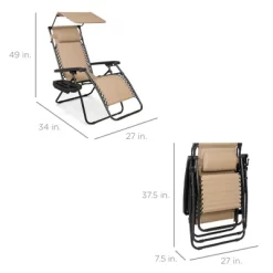 Best Choice Products Folding Zero Gravity Recliner Patio Lounge Chair W/ Canopy Shade, Headrest, Tray -Outdoor Comfort Deals Store GUEST 1259cfd0 55f5 4f09 a9d2 91386344f750