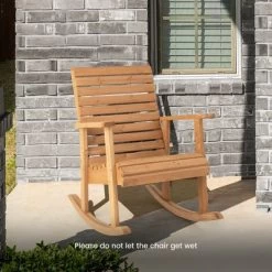 Costway Patio Wooden Rocking Chair High Back Fir Wood Armchair Natural Garden Yard -Outdoor Comfort Deals Store GUEST 1262dbc4 279b 4b02 afd0 de441b995f40