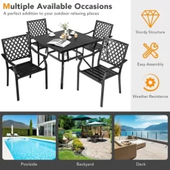 Costway 5PCS Patio Dining Furniture Set Stackable Chairs Armrest Square Table -Outdoor Comfort Deals Store GUEST 12de4d94 3afe 4364 bcca 8c49f8e3a05d